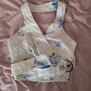 Anthro Paisley Blue and White Women's Top